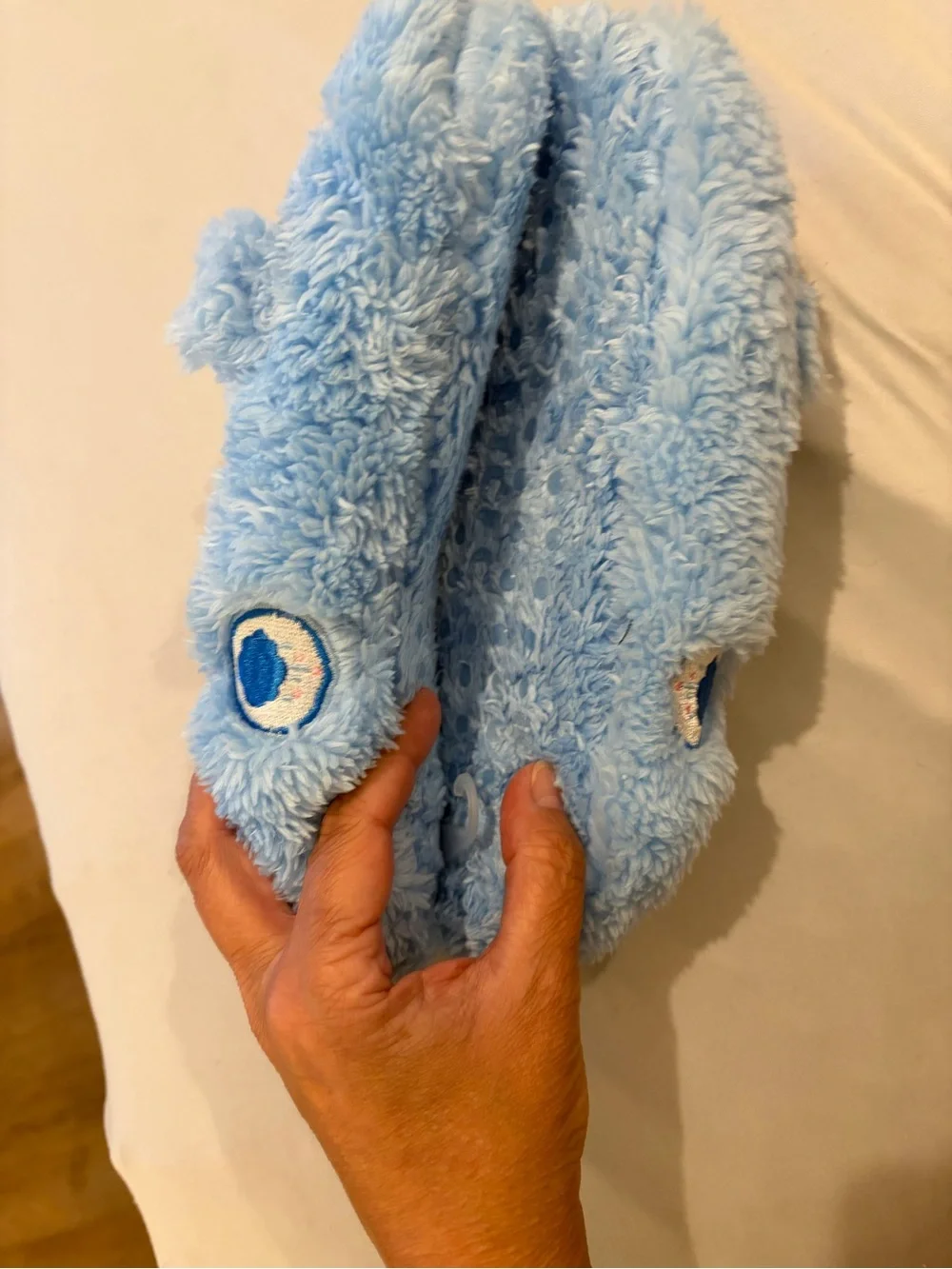 Care Bears Light Blue Plush Slipper Socks with Cream Lining
